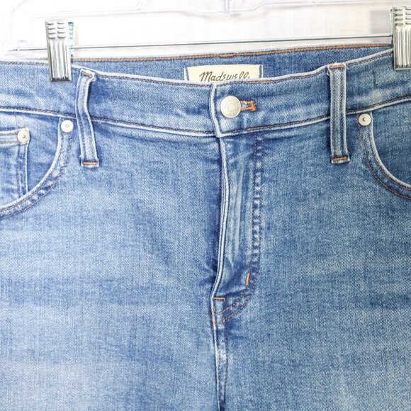 Madewell Kick Out Jeans Women's 32 Mid Rise Raw Hem Flare Stretch Medium Wash - Picture 4 of 13